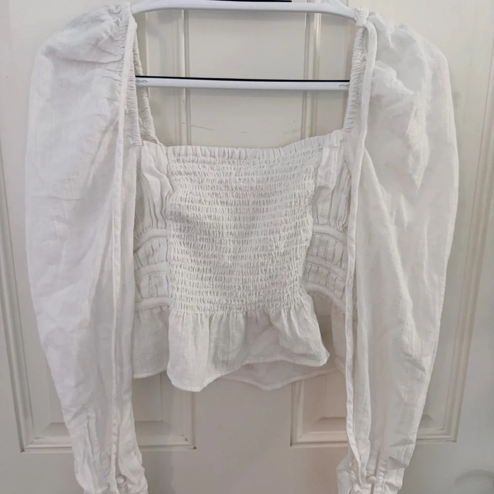 Free People Chloe Top XS | Sweetheart Peplum Puff Sleeve